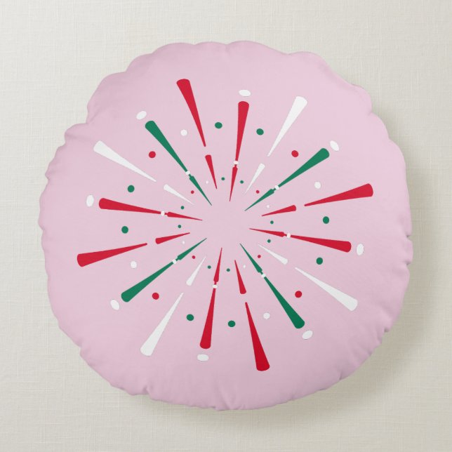 Vibrant Celebration Confetti, Fireworks  Round Pillow (Front)