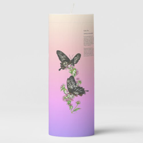 Vibrant Ceylon Rose Butterfly Hand Painted Pillar Candle