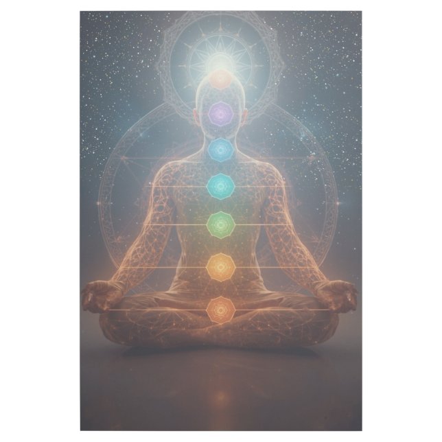 Vibrant Chakra Energy Meditator Digital Art Print (Front)