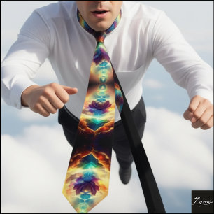 Vibrant Chakra Lotus Energy Flow Art Neck Tie