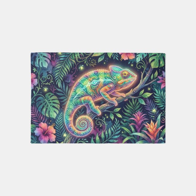 Vibrant Chameleon Design Mini Decorative Rug Small (Front)