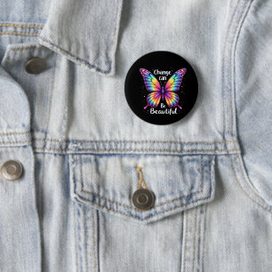 Vibrant 'Change is Beautiful' Butterfly Button