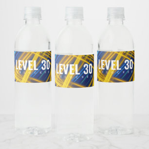 Vibrant Chaotic Neon Synthwave Abstract Light Water Bottle Label