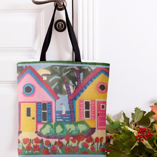 VIBRANT CHARMING TROPICAL SCENE FOR YOUR TOTE 