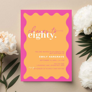 Vibrant Cheers to Eighty 80th Birthday Party Invitation