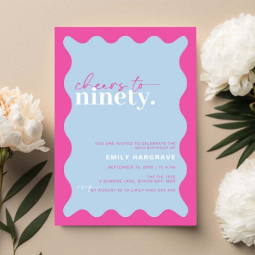 Vibrant Cheers to Ninety 90th Birthday Party Invitation