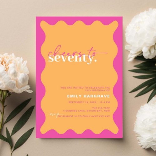 Vibrant Cheers to Seventy 70th Birthday Party Invitation