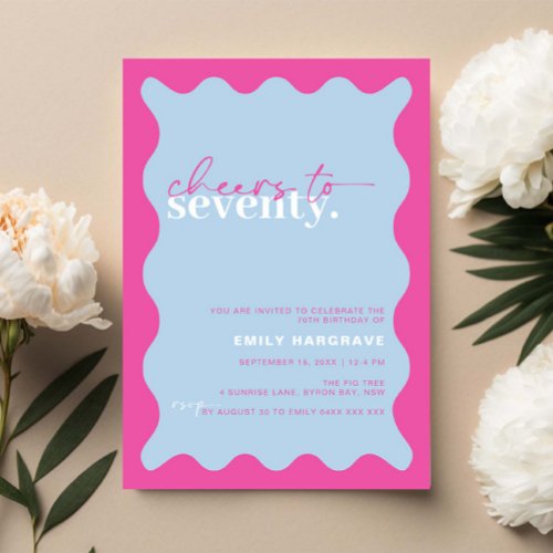 Vibrant Cheers to Seventy 70th Birthday Party Invitation