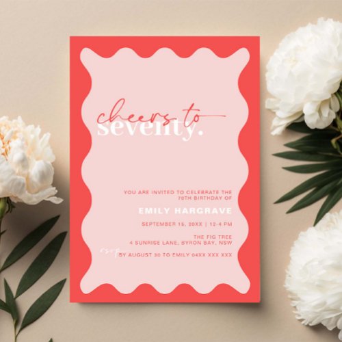 Vibrant Cheers to Seventy 70th Birthday Party Invitation