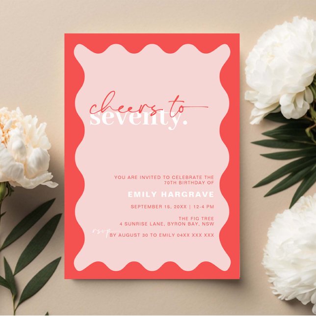 Vibrant Cheers to Seventy 70th Birthday Party Invitation (Creator Uploaded)