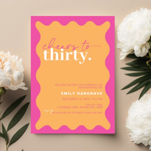 Vibrant Cheers to Thirty 30th Birthday Party Invitation