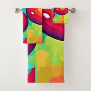 Vibrant Cherry Art Bath Towel Set