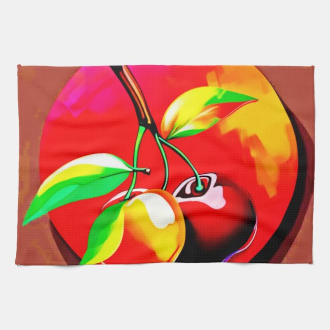 Vibrant Cherry Duo Kitchen Towel (Horizontal)