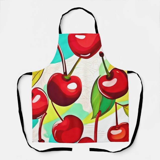 Vibrant Cherry Pattern Apron (Front)