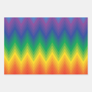 Vibrant Chevron Pattern in Gradient Rainbow Colors Wrapping Paper Sheets