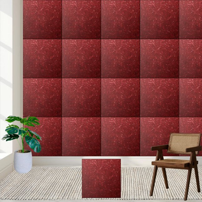 Vibrant Chic Red Sparkling Glitter Ceramic Tile (Vibrant Chic Red Sparkling Glitter Ceramic Tile)