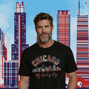Vibrant Chicago Faux Patchwork Design T-Shirt