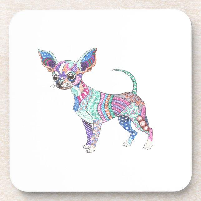 Vibrant Chihuahua Hard Plastic coaster (Front)