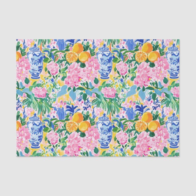 Vibrant Chinoiserie Pattern  Tissue Paper (Front)