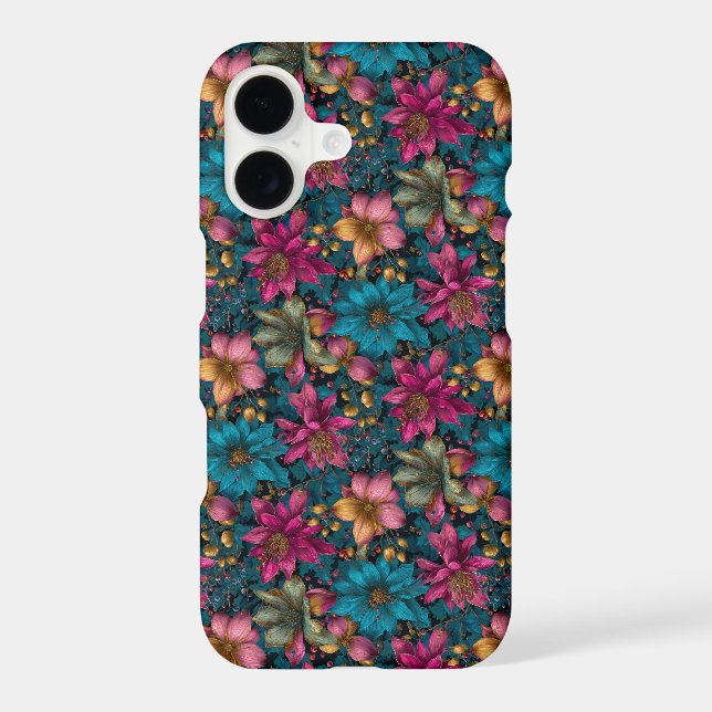 Vibrant Christmas Botanical Fantasy Pattern iPhone Case (Back)