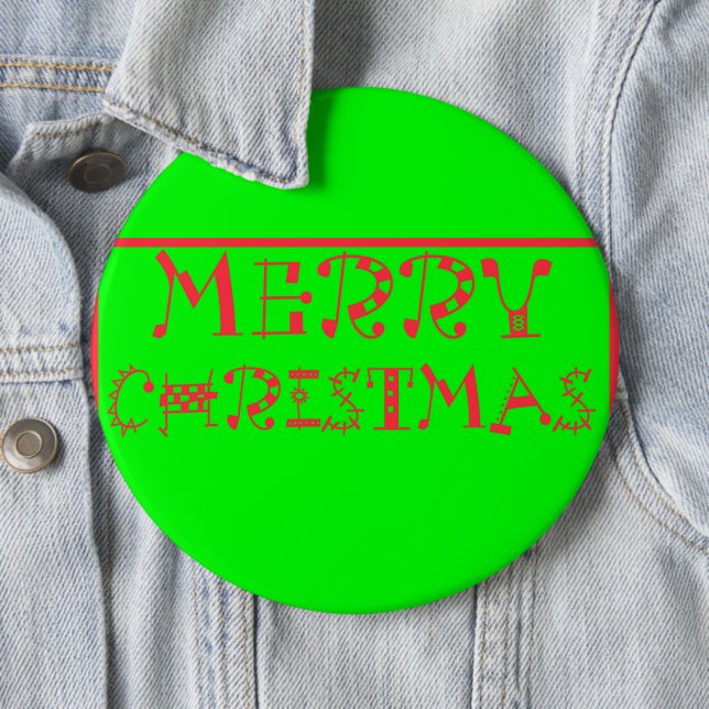 Vibrant Christmas Cheer Merry Christmas Lime Green Button (In Situ)