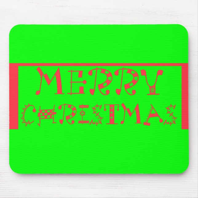 Vibrant Christmas Cheer Merry Christmas Lime Green Mouse Pad (Front)