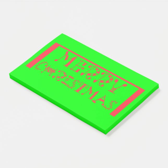 Vibrant Christmas Cheer Merry Christmas Lime Green Post-it Notes (Angled)