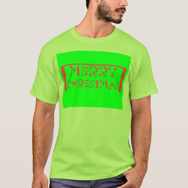 Vibrant Christmas Cheer Merry Christmas Lime Green T-Shirt (Front)
