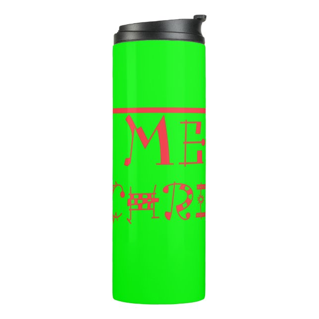 Vibrant Christmas Cheer Merry Christmas Lime Green Thermal Tumbler (Rotated Left)