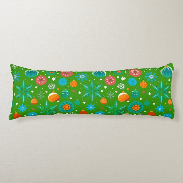 Vibrant christmas festive pattern body pillow (Front)