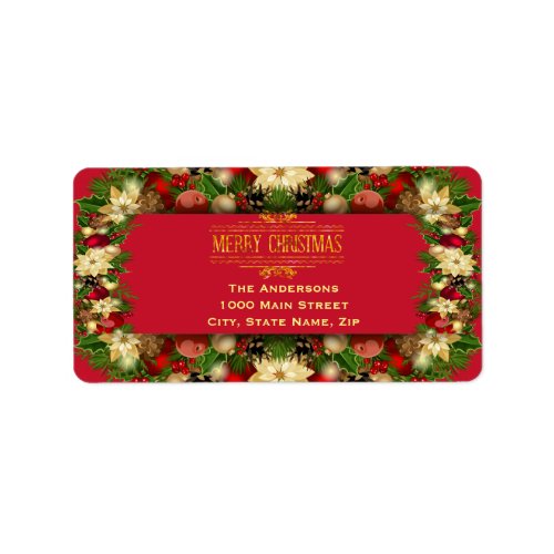 Vibrant Christmas Floral Address Label