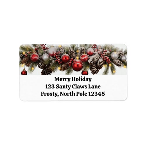 Vibrant Christmas Garlands Return Address Labels