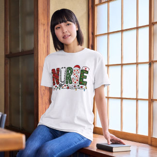 Vibrant Christmas Nurse Festive Medical Design Tri-Blend Shirt