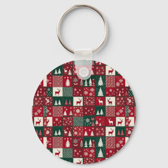 Vibrant Christmas Pattern Keychain (Front)