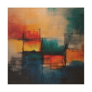 Vibrant Chromatic Blocks Wood Wall Art