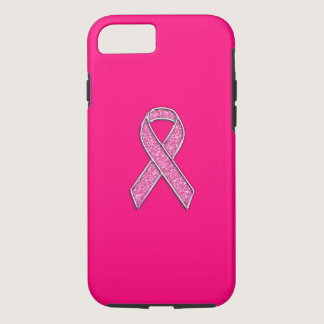 Vibrant Chrome Glitter Style Pink Ribbon Awareness iPhone 8/7 Case