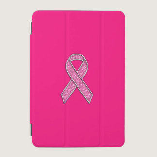 Vibrant Chrome Glitter Style Pink Ribbon Awareness iPad Mini Cover