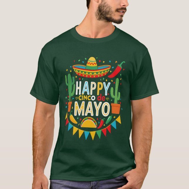Vibrant Cinco de Mayo Fiesta Mexican Party for all T-Shirt (Front)
