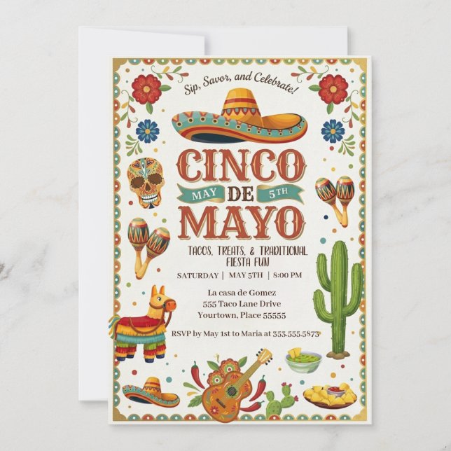 Vibrant Cinco De Mayo Holiday Party Invitation (Front)