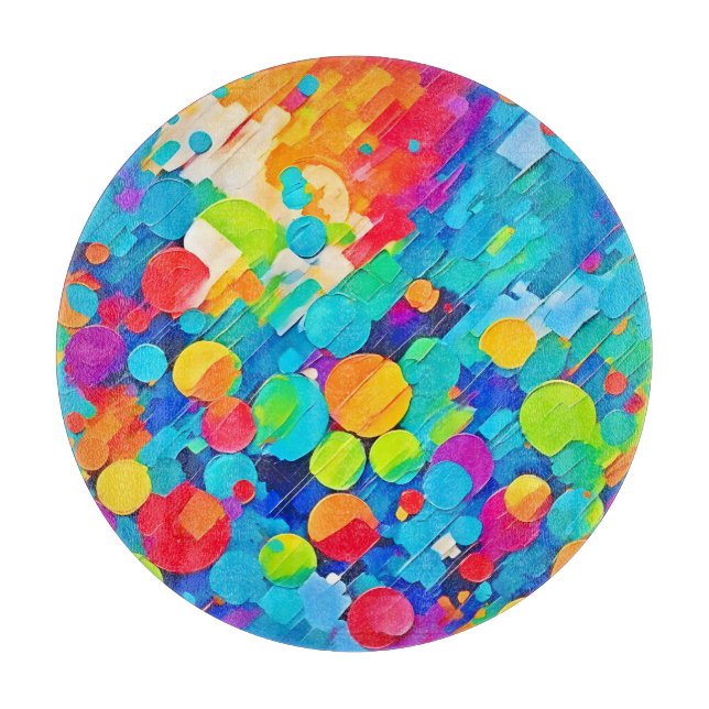 Vibrant Circle Dance Art Cutting Board (Front)