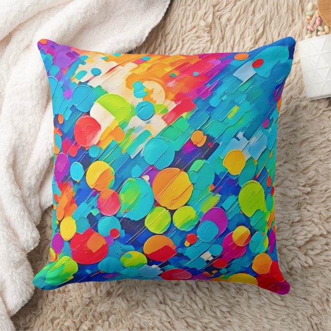 Vibrant Circle Dance Art Throw Pillow (Blanket)