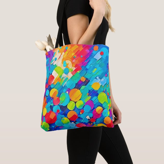 Vibrant Circle Dance Art Tote Bag (Close Up)