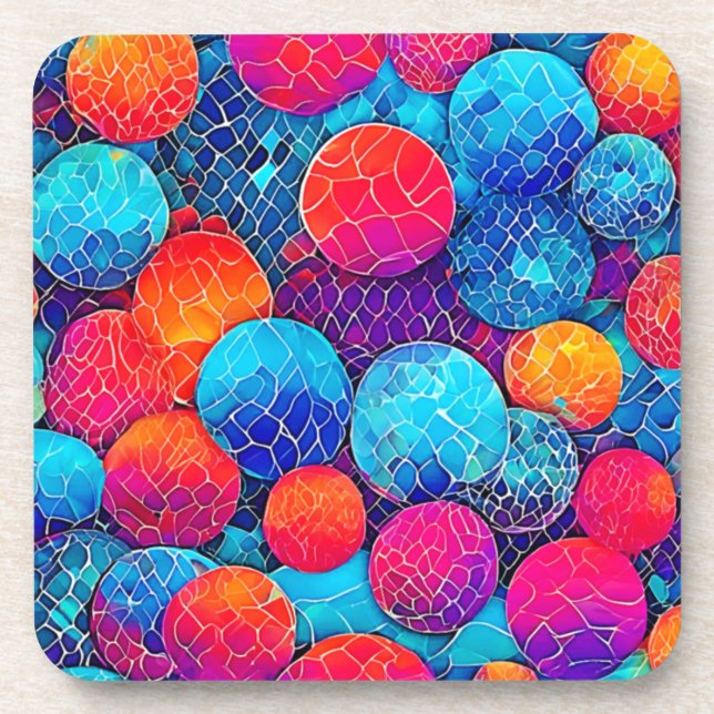 Vibrant Circle Pattern Beverage Coaster (Front)
