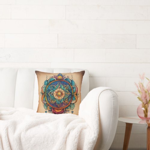 Vibrant Circles A Colorful Tattoo Throw Pillow