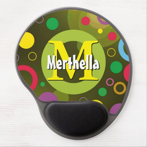 Vibrant Circles Retro Rings Personalized GREEN Gel Mouse Pad
