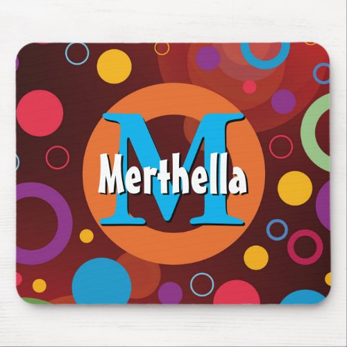 Vibrant Circles Rings Retro Personalized Mouse Pad