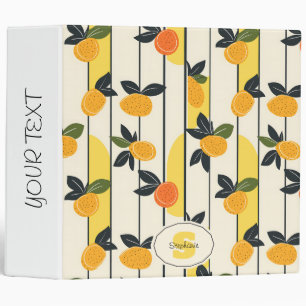 Vibrant Citrus Fruit Pattern with Green Leaves (2) 3 Ring Binder