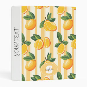 Vibrant Citrus Fruit Pattern with Green Leaves (3) Mini Binder