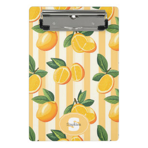 Vibrant Citrus Fruit Pattern with Green Leaves (3) Mini Clipboard