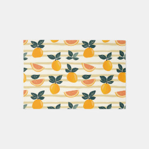 Vibrant Citrus Fruit Pattern with Green Leaves (4) Outdoor Rug